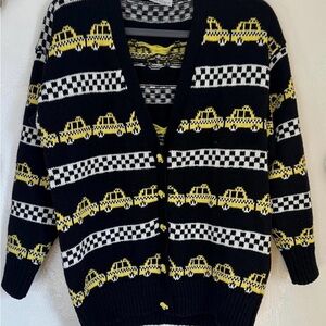 Vintage One Step Up Yellow Taxi Cab, Checker Taxi, New York City Taxi Cardigan